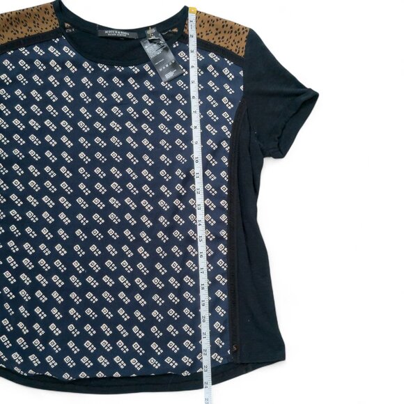 Scotch & Soda Mixed-Media Tee | Linen Knit + Printed Front | Sz S - Picture 6 of 10